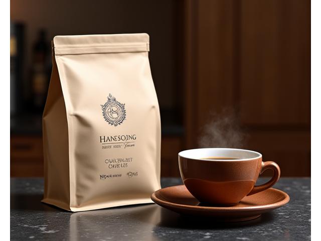 한성 브루 & 블룸 로고가 새겨진 하우스 블렌드 커피 봉투와 커피잔