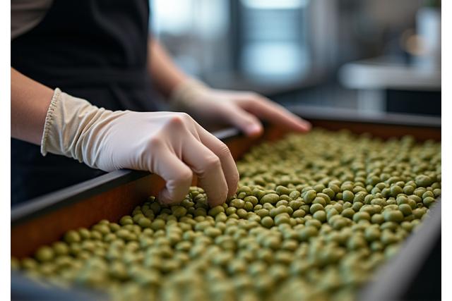 원두를 선별하는 손