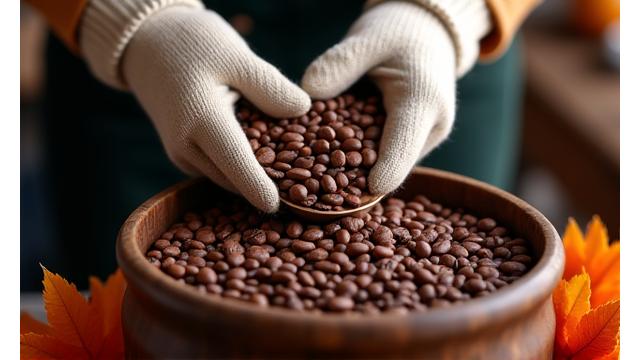 가을 시즌 수확제 테마의 로스팅 체험, 바리스타와 함께 원두를 로스팅하는 모습