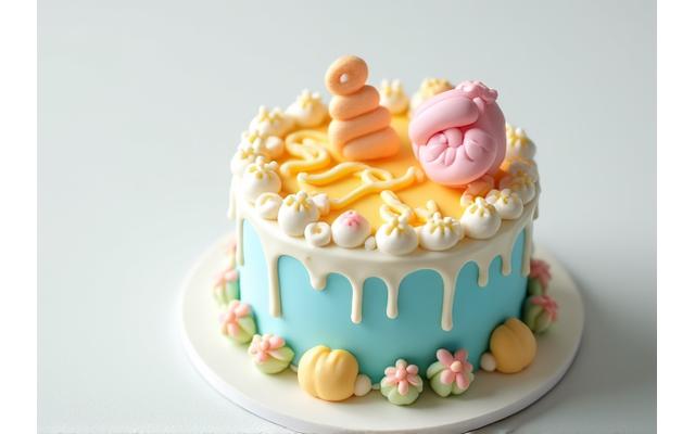 전통 요소와 현대적 디자인이 조화된 돌잔치 케이크