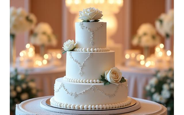 클래식하고 모던한 스타일의 결혼식 웨딩 케이크