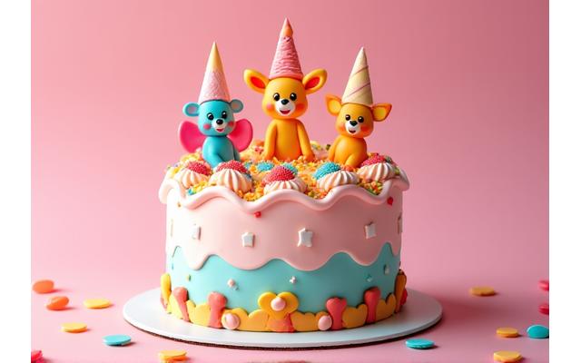 개성 넘치는 캐릭터와 테마로 장식된 생일 케이크