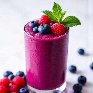 딸기, 블루베리가 들어간 신선한 베리 스무디
