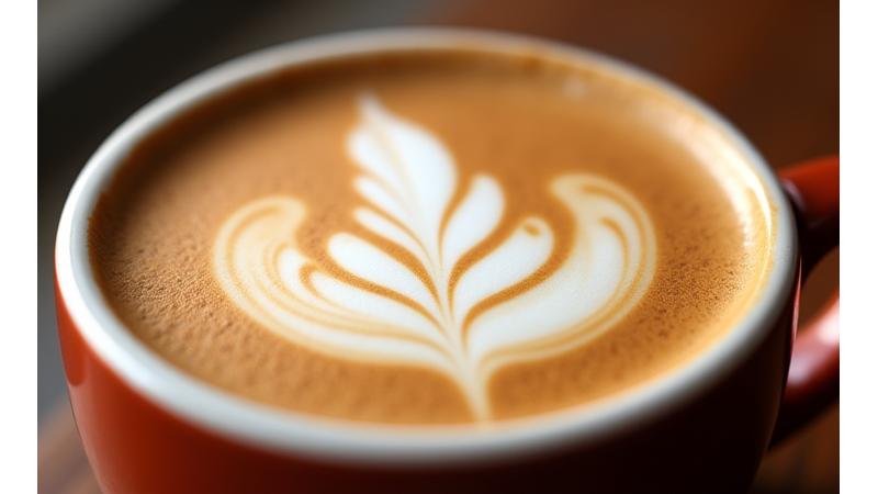전문 바리스타가 섬세한 라떼아트를 완성하는 모습